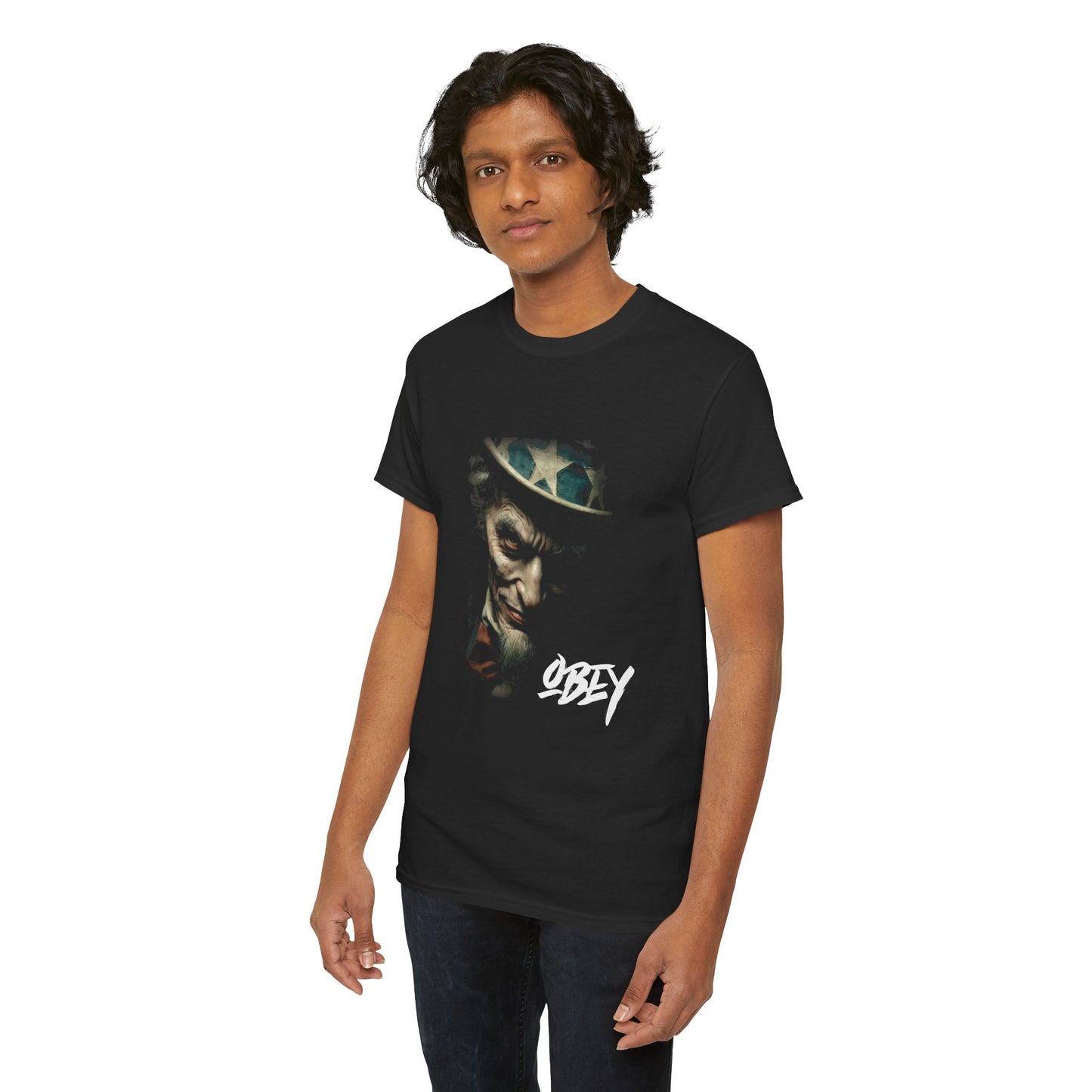 Obey Uncle Sam Graphic Tee — Dark Patriotic T-Shirt