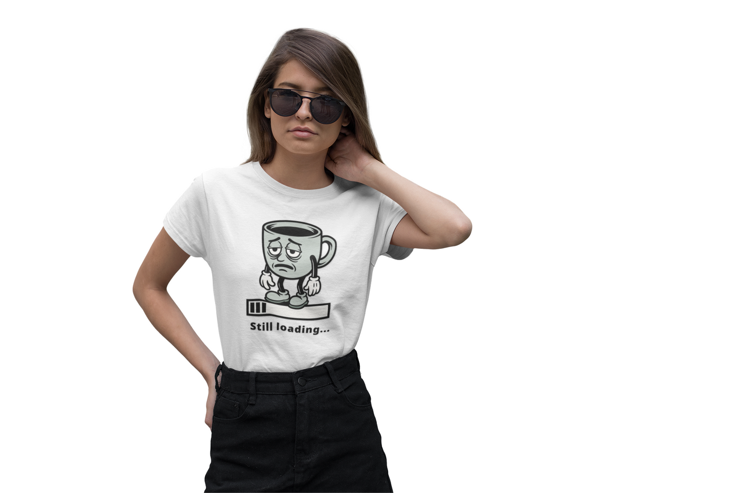 Still Loading Coffee Tee — Tired Morning Cup Graphic T-Shirt