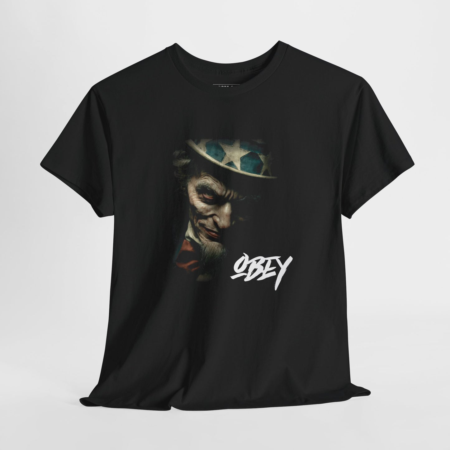 Obey Uncle Sam Graphic Tee — Dark Patriotic T-Shirt
